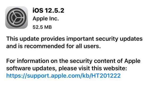 中山苹果手机维修分享iOS12.5.2发布，建议所有老苹果用户安装 